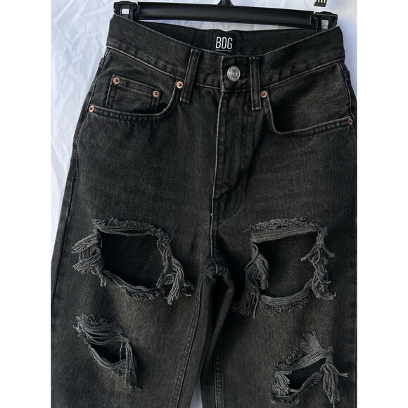 BDG High-Rise Distressed Baggy Faded Black Jeans Women’s Size 24 - Picture 5 of 12